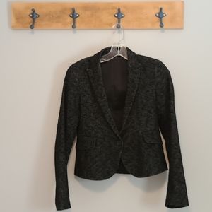 theory Marled Wool Blend One Button Crop Blazer